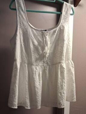 BloomChic White  Blouse with Label Detail